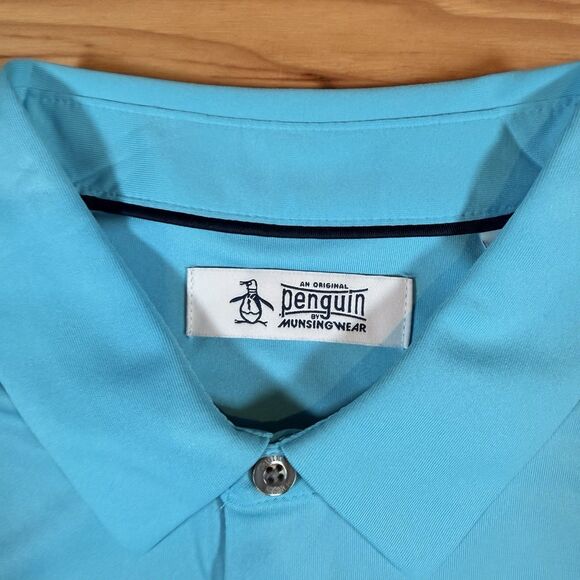 NWT Original Penguin Men's Size Medium Blue Polo Shirt Cocktail Novelty Pattern - Picture 3 of 6